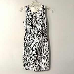 J.Crew Womens Navy White Abstract Dot Sleeveless Sheath Dress Size 00 NWT